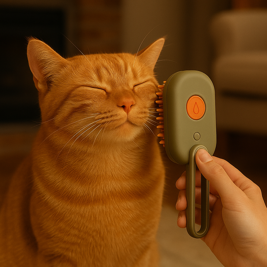 PoilDouce™ – Brosse Vapeur Magique pour Démêler, Nettoyer pis Masser ton Animal !